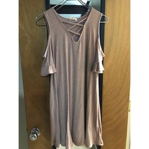 Dusty Pink Open Shoulder Dress